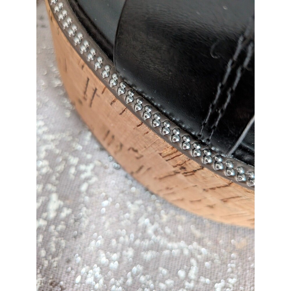 Franco Sarto Sandal Women's 7 M "Ozio" Black Faux Leather Platform Cork Coastal - Picture 5 of 10